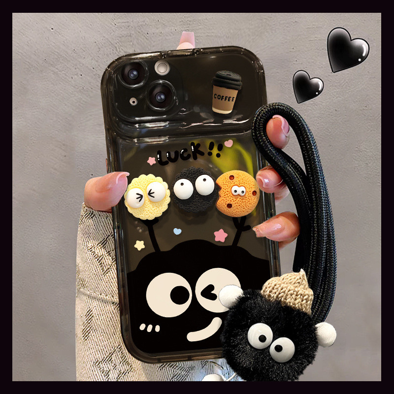 สามมิติกาแฟบริคเชือกเส้นเล็กเหมาะสําหรับ แอปเปิล 16มือโปร เคสโทรศัพท์โปร่งใส 15 น่ารักตลก 14 กระจกพลิก 8