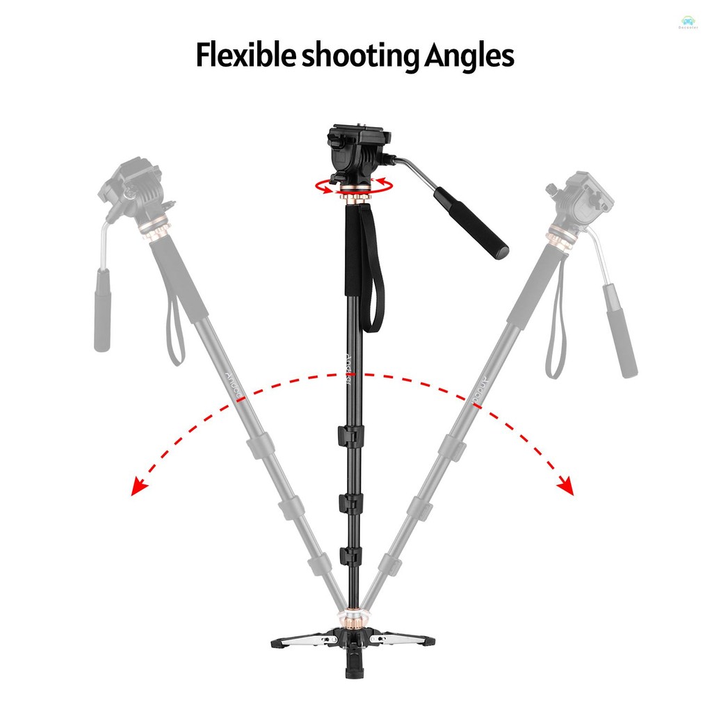 Yb2 Monopod Andoer 173 ซม./68 นิ้วการถ่ายภาพ Monopod ขาตั้งอลูมิเนียม 6 กก.ความจุที่ถอดออกได้ 3 ขาขาตั้งฐาน Pan Tilt Fluid หัวพกพา