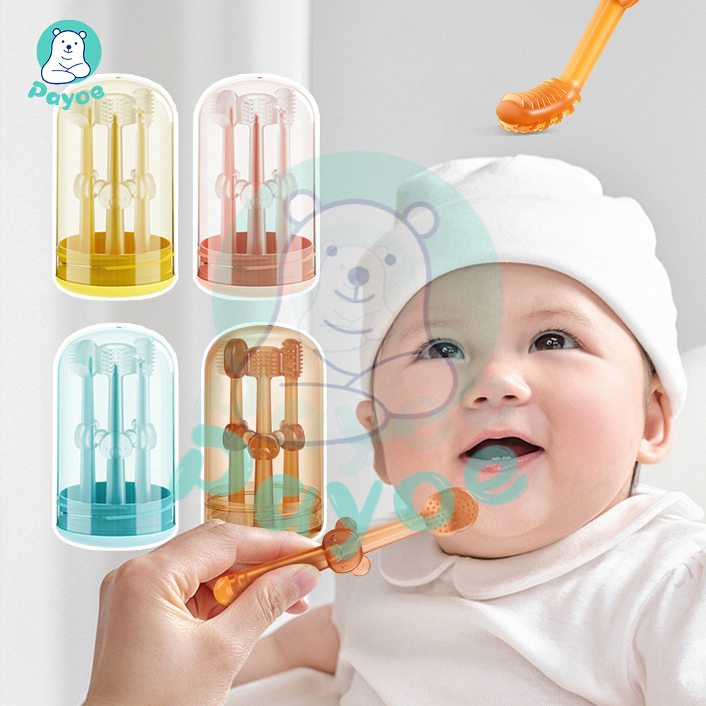 PAYOE แปรงฟันเด็ก แปรงสีฟันซิลิโคน แปรงทำความสะอาดลิ้น ป้องกันฟันผุ อุปกรณ์ทำความสะอาดช่องปากเด็ก