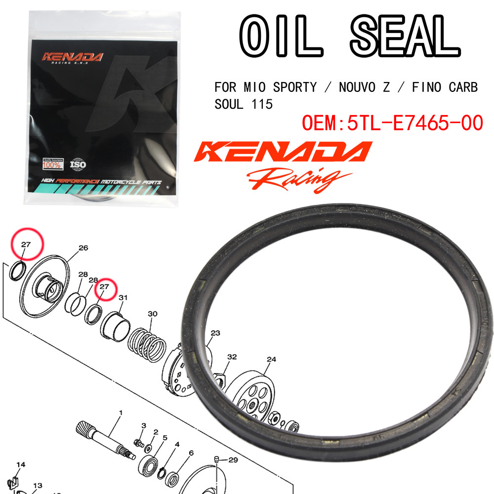 KENADA RACINGซีลน้ำมันล้อปรับความเร็วหลัง สำหรับรุ่น MIO Nouvo mx อะไหล่แท้ 5TL-E7465-00
