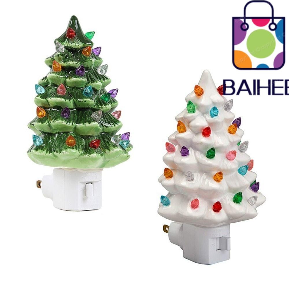 Baihee ต้นคริสต์มาส Night Light, Warm Light สําหรับห้องนอนห้องนั่งเล่นโคมไฟข้างเตียง, Fahion พร้อมเปิด/สวิทช์ Xmas Holiday Decor สีสันเทศกาลโคมไฟ