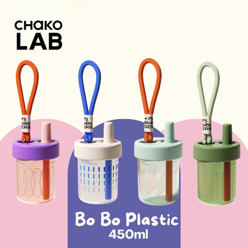 Chako Lab Bo Bo 450ml BPA ฟรีเครื่องดื่มพลาสติก Tumbler Thermos Drinkware ถ้วยแบบพกพา
