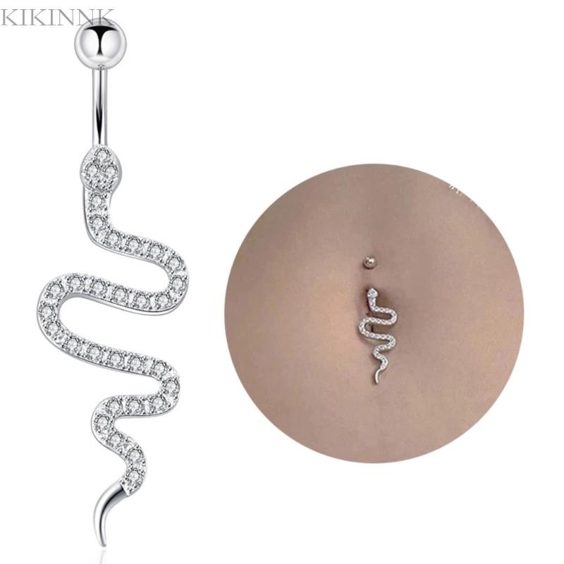 Kikin Zircon งูสะดือแหวนโค้งสะดือ Barbell Belly แหวนเครื่องประดับ