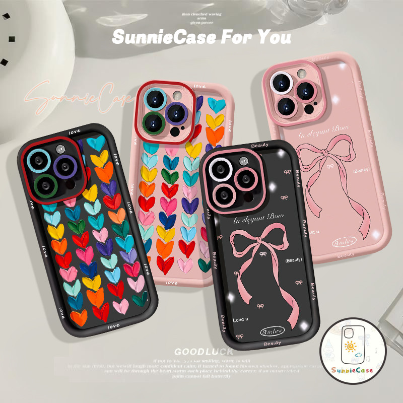 เคสไอโฟน11 เคส IPhone 14 15 12 16 11 13 Pro Max 7 8 14 6S 6 7Plus Plus XS XR  X Max SE2020 แฟชั่น โบว์ ความรัก เคส