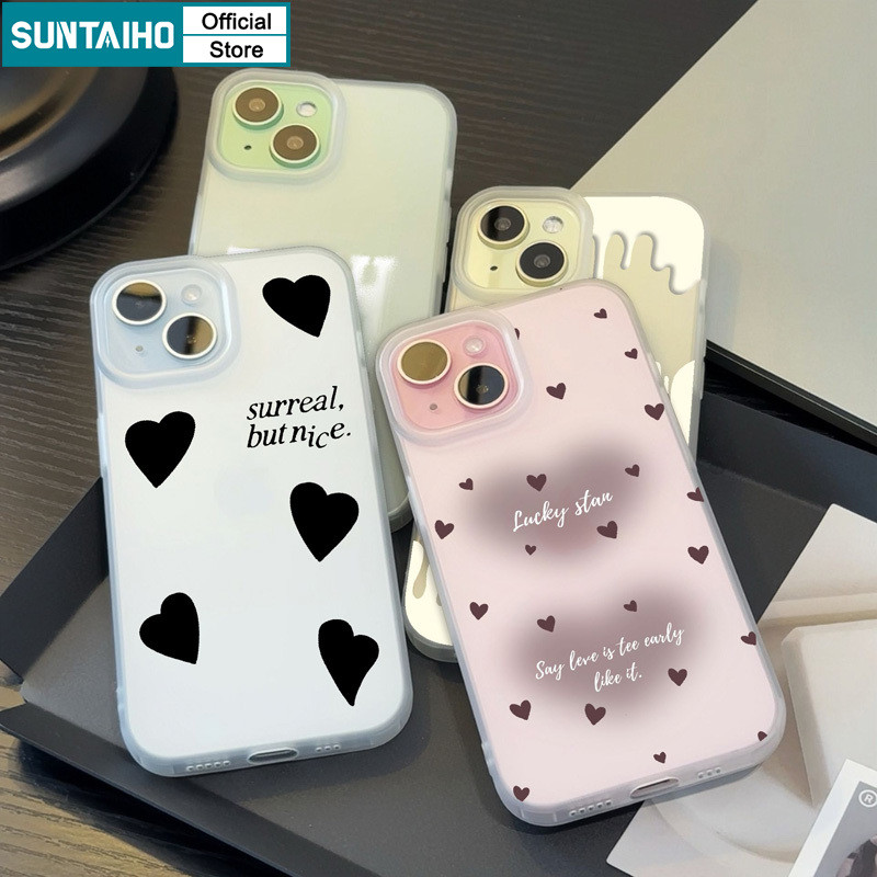 Suntaiho แฟชั่นที่ไม่ซ้ํากันรักรูปแบบภาษาอังกฤษ Clear Frosted สําหรับ Iphone 16 15 14 12 13 11 Pro Max IP 7 8 Plus Iphon X Xs XR Xs Max TPU ซิลิคอนนุ่มพรีเมี่ยมกันกระแทกปกหลัง