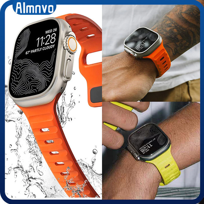 สายนาฬิกาซิลิโคนอ่อนนุ่มสำหรับ Apple Watch Series 11 10 9 8 7 45 มม. 41 46 วง Iwatch Ultra/SE 3 2 49 มม. 40 42 44 มม
