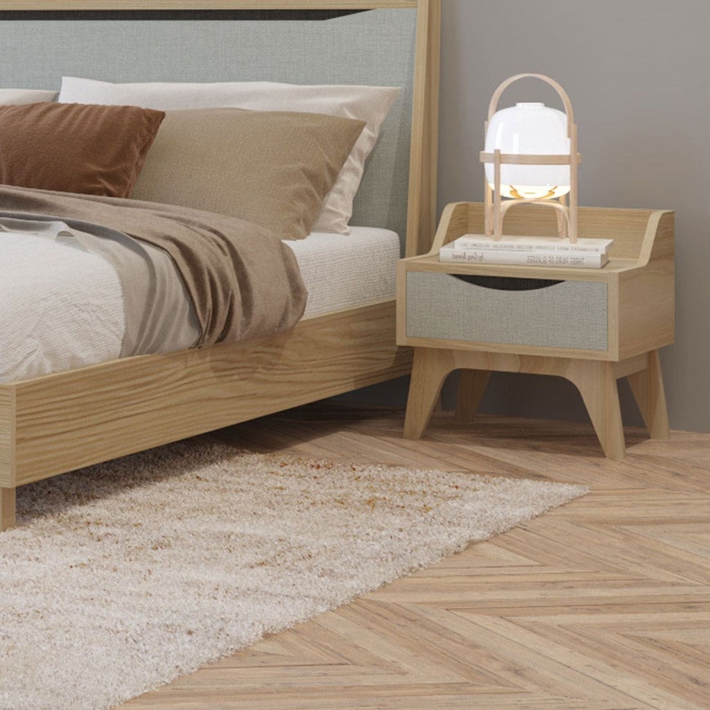 Koncept Furniture ตู้ข้างเตียง รุ่น Backus สีไม้อ่อน (44x42x46 ซม.)  แบรนด์ KONCEPT FURNITURE