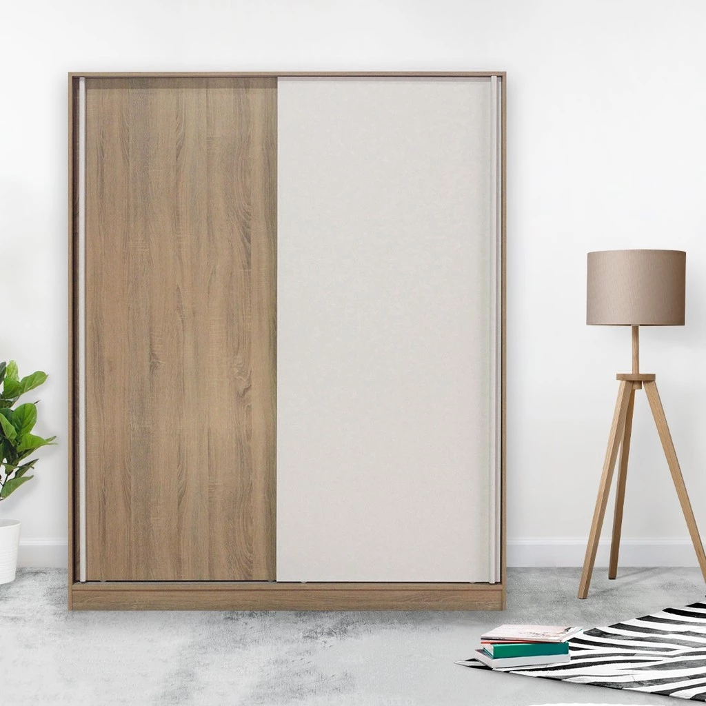 Koncept Furniture ตู้เสื้อผ้าบานเลื่อน ขนาด 160 ซม. รุ่น Havin สีไม้อ่อน (160x60x200 ซม.) แบรนด์ KONCEPT FURNITURE