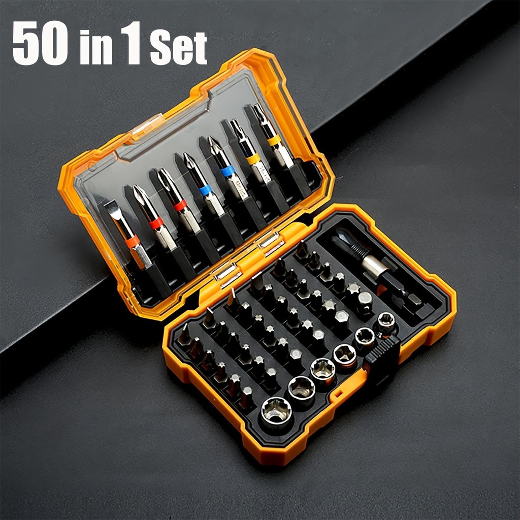 50in1 ไขควงชุด Bit Magnetic Hex Torx Bit พร้อม Torage Case ไขควงไฟฟ้าซ็อกเก็ตอะแดปเตอร์