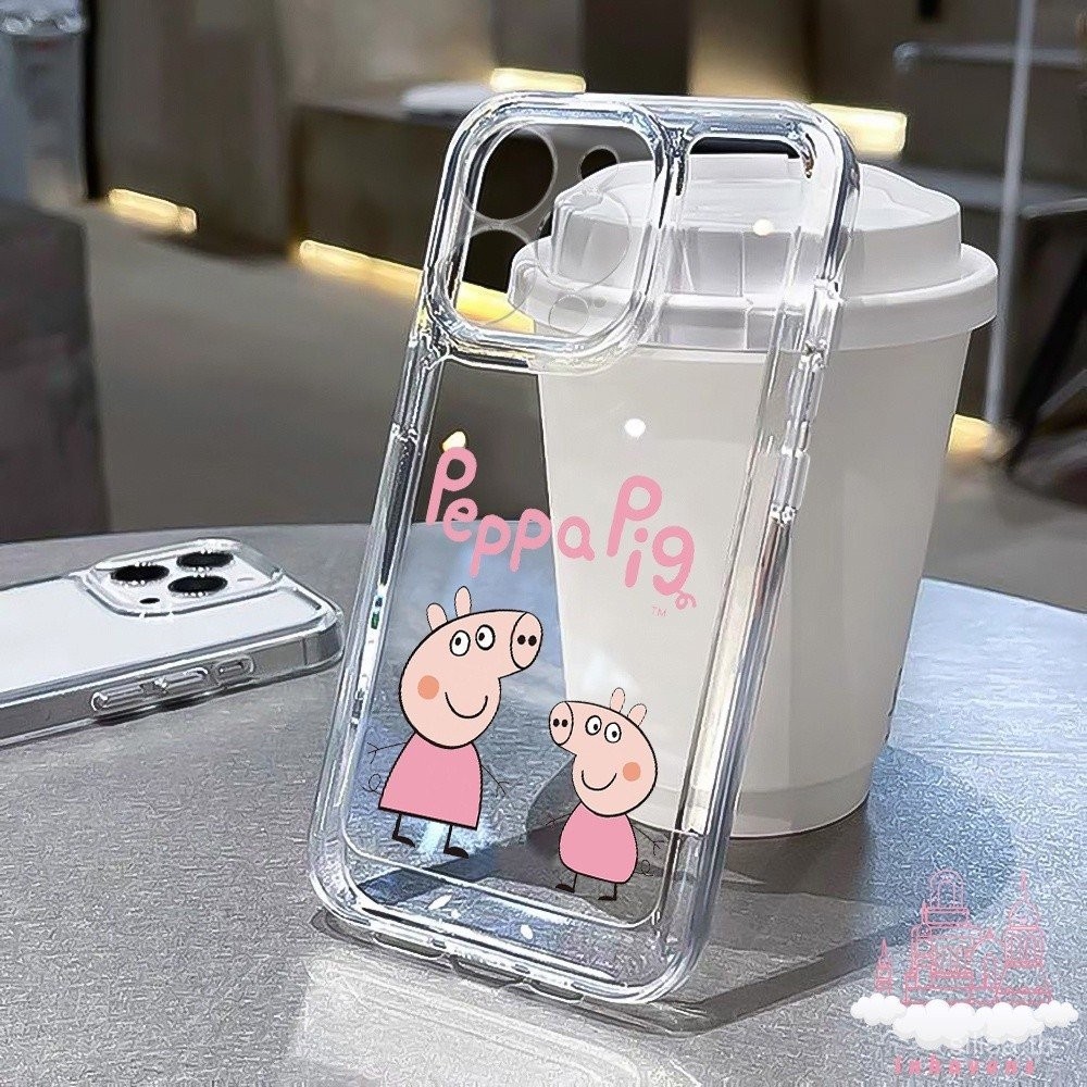 เคสโทรศัพท์มือถือแบบเรียบง่ายลายการ์ตูน Peppa Pig สีชมพูเคสกันกระแทกสำหรับ iPhone 13PROMAX 14PROMAX 11PROMAX 12 13 14 15 16 PRO MAX x XR 8PLUS 13pro 14Pro lris
