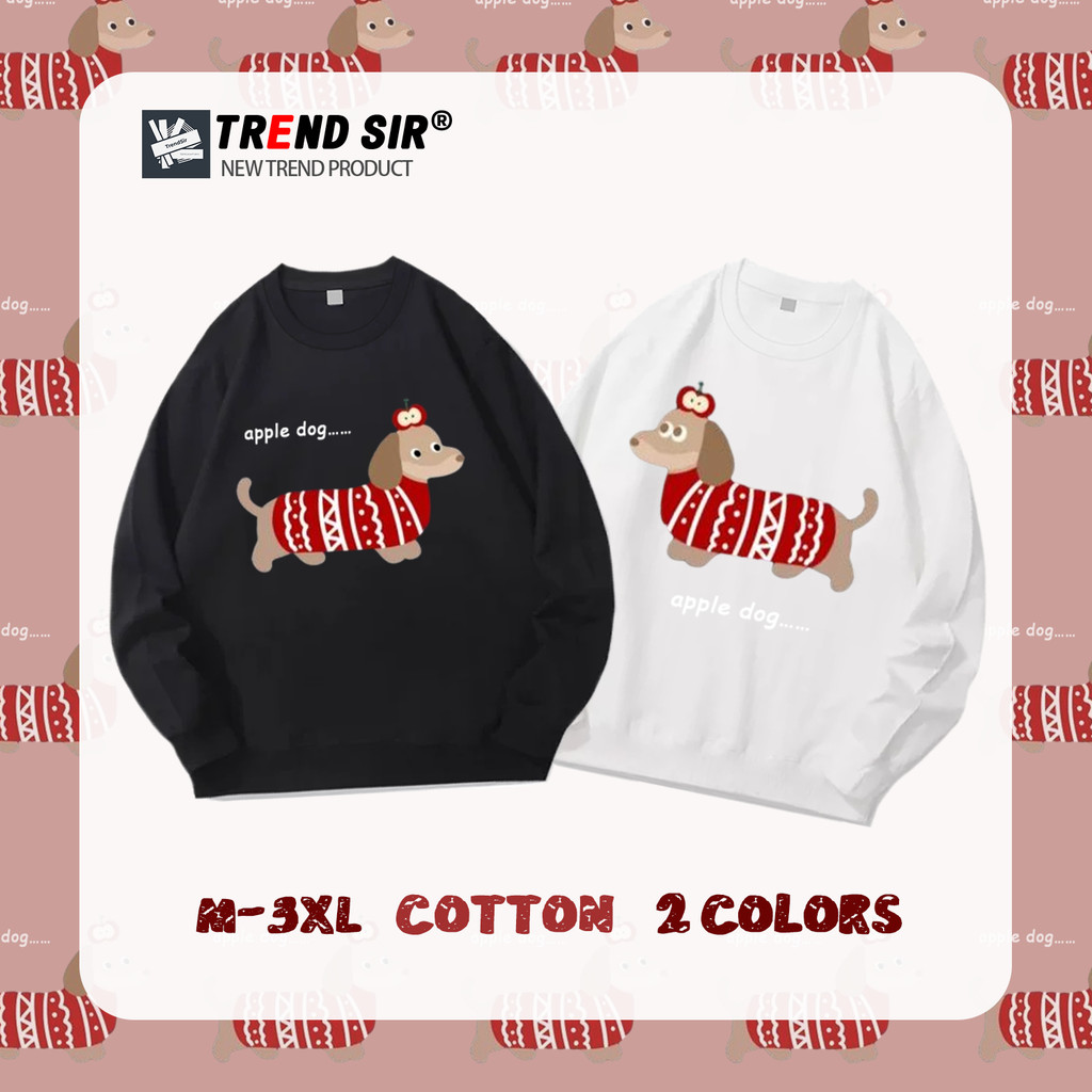 TrendSir พร้อมส่ง เสื้อกันหนาวผู้หญิง เสื้อกันหนาว Christmas หมาดัชชุน cotton 2สี M-3XL