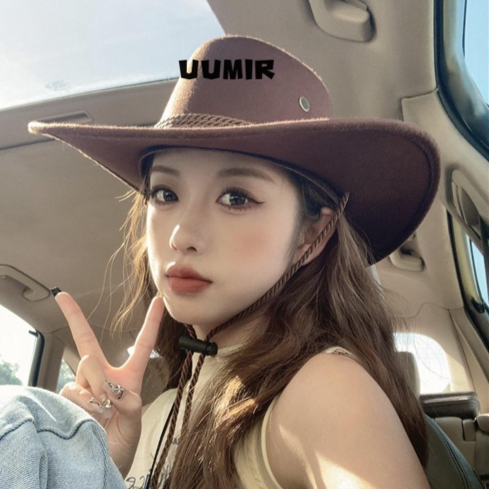 Uumir ผู้หญิงผู้ชายคอสเพลย์ Suede Jazz หมวก, Vintage Faux Felt หนังคาวบอยหมวก,ปฏิบัติ Suede Beanies 