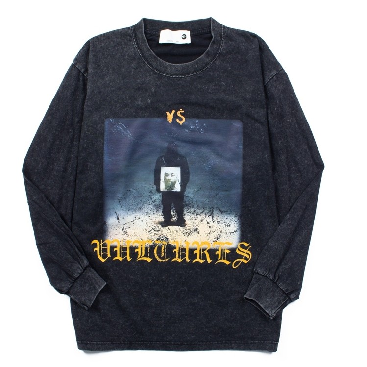 ️ คลังสินค้าพร้อม High Street Album Peripheral Commemorative Edition Oversiz Washed Retro distressed เสื้อยืดแขนยาว