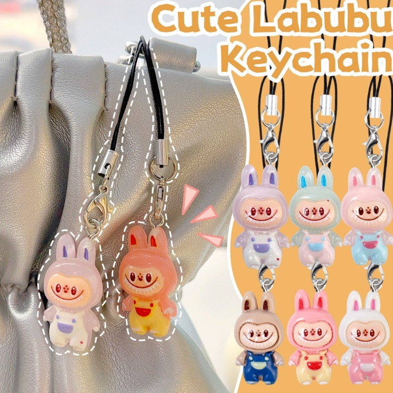 การ์ตูนลาบู จี้ตุ๊กตากระเป๋าเป้สะพายหลังพวงกุญแจ-สัตว์น่ารักรูปรถพวงกุญแจ-สร้างสรรค์แขวนเสน่ห์