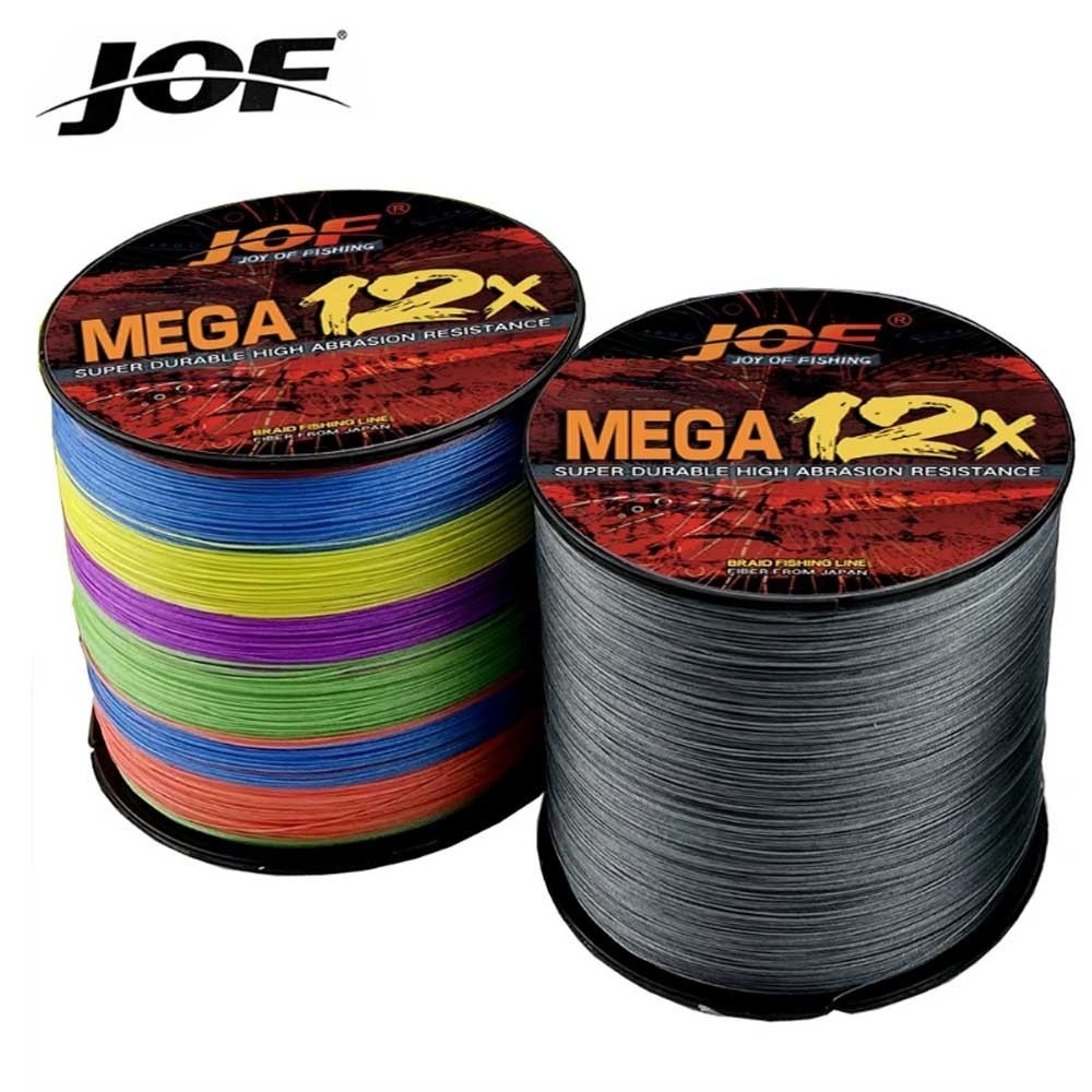 JOF 100 M 300 M 12 Strands สายตกปลาถัก Dyneema Braid Lines Lake Braided PE สายตกปลาสายตกปลาญี่ปุ่น Tali Pancing PE Line Lure Wire กบ Lure Line