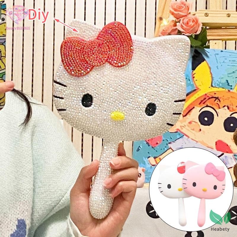 Heabety Hello Kitty Kawaii กระจก Diy สติกเกอร์เพชรสําหรับ Besties และแฟนของขวัญวันเกิดแต่งหน้ากระจกใหม่
