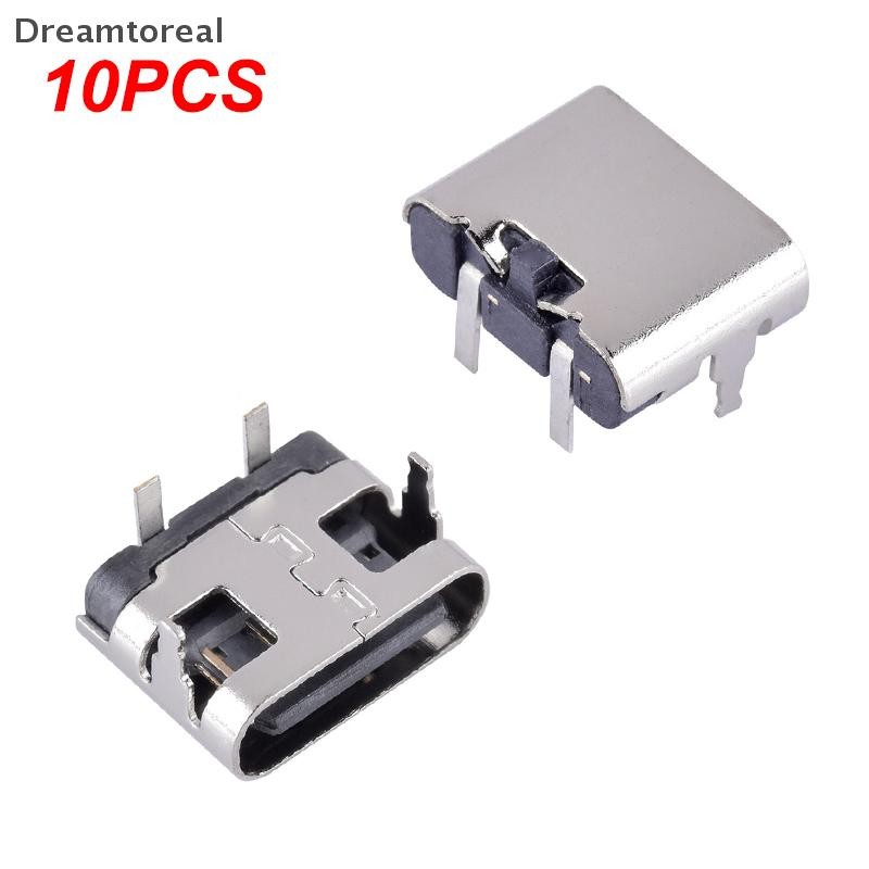 Demtl 10 ชิ้น 2 ขา Micro USB Type C Connector ซ็อกเก็ต USB 3.1 Type-C หญิง Power Jack Dock สําหรับโทรศัพท์มือถือพอร์ตชาร์จ OLA