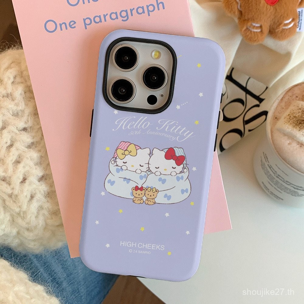 เคสโทรศัพท์นิ่มลายแมว KT รุ่นนักเรียนสำหรับ iPhone 16 7 8 PLUS 11 12 13 14pro 15 PRO MAX XR x XS SE MAX 2020 6bua