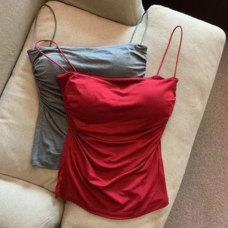 สายเดี่ยวบังทรง สายเดี่ยวสายฝอ เเนวสปอร์ต ใส่เล่นโยคะ ใส่สบาย สายเดี่ยว เสื้อกล้ามผู้หญิง เบสิก สีพื้น มีฟองน้ำให้
