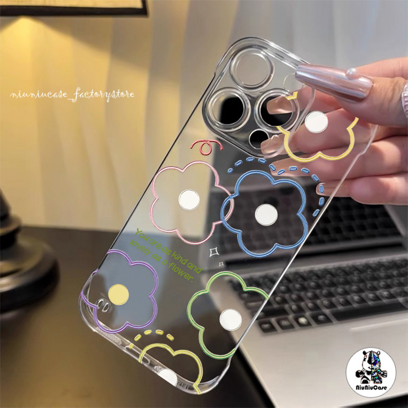 บางใสไร้ขอบสำหรับเคสไอโฟน11 Colorful Rabbit Bear กรณีโทรศัพท์ IPhone 11 12 13 14 15 16 Pro Max Plus Hardกรณีป้องกันการตก
