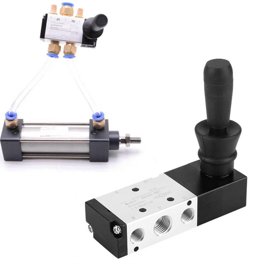 แอร์วาล์วนิวเมติกคู่มือการควบคุม 5 พอร์ต 3 ตำแหน่งคันโยกมือ 0-0.8Mpa