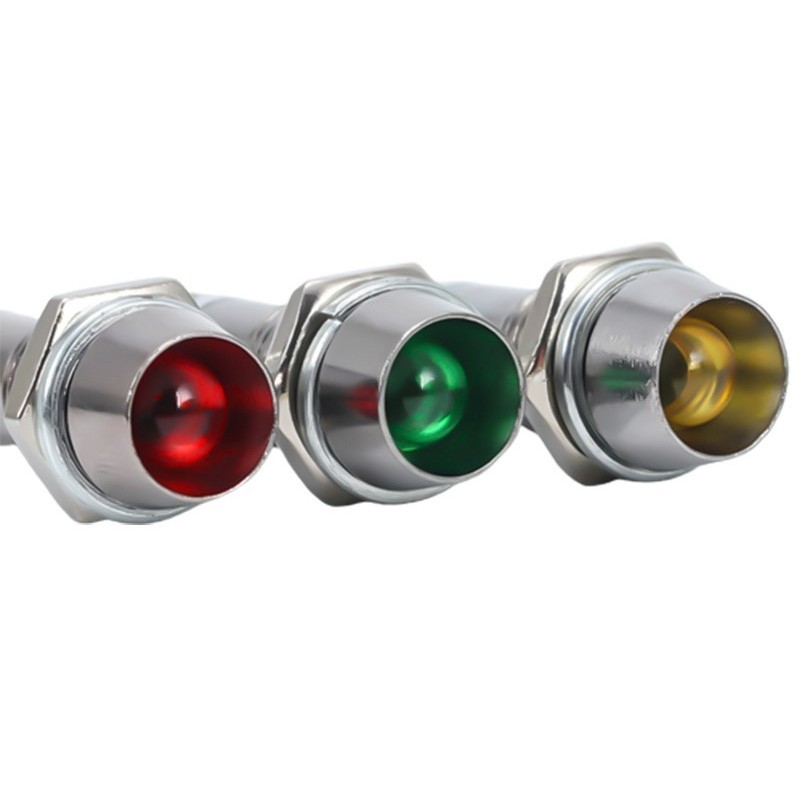 PED-8 แลมป์ต่อตรง 8 มิล 220V 24V 12V ตัวเลือก สีเขียว, สีแดง, สีเหลือง