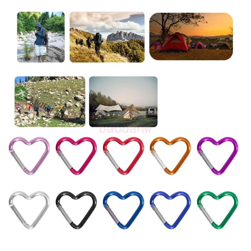 Bdw รูปหัวใจ Carabiner คลิปหัวเข็มขัดโลหะฤดูใบไม้ผลิ Snap Hooks Heavy Duty Carabiner สําหรับตั้งแคมป์เดินป่าตกปลาสายจูงสุนัข