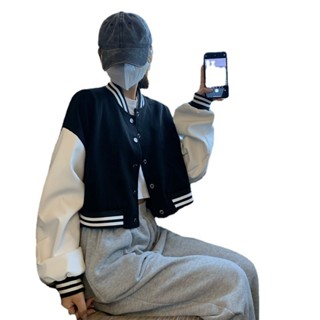 NINGFASHION  เสื้อครอป คลุมแขนยาว สีพื้น   กระดุมแป๊ก ดีไซน์…