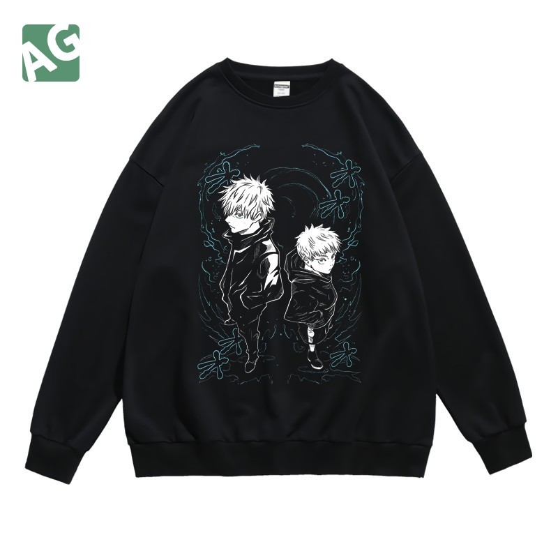 Satoru Gojo Jujutsu Kaisen อะนิเมะการ์ตูนฤดูใบไม้ร่วงและฤดูหนาวเสื้อสเวตเตอร์แขนยาวคอกลมสำหรับผู้ชายและผู้หญิง - รูปที่ 3