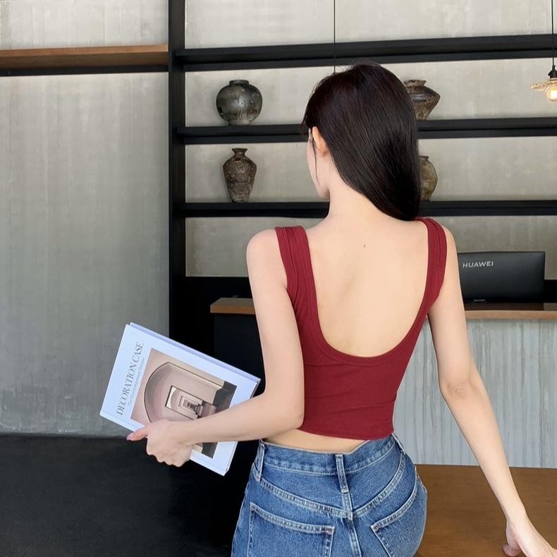 mimi&didi#เสื้อกล้ามผู้หญิง ทรงเว้าหลัง เซ็กซี่ มีบราในตัว เสื้อกล้ามแฟชั่นเกาหลีทรงสวยเว้าหลังสวย #X2896 - รูปที่ 6