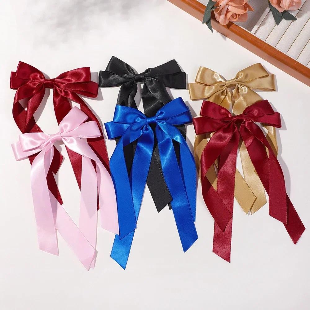2 ชิ้น/ล็อตสาวริบบิ้นผม Bows คลิปหวานคราบ Hairgripes สําหรับอุปกรณ์เสริมผมของผู้หญิง 4.5 Bowkont Elegant ผม Crab Claw