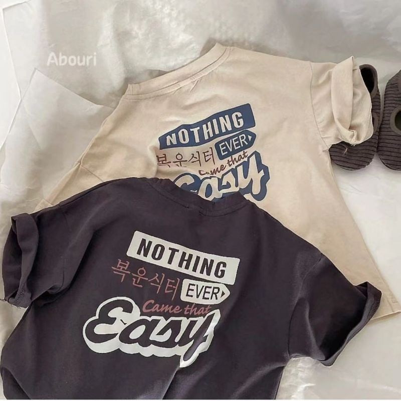 (จัดส่งตลอด 24 ชั่วโมง)เสื้อยืดแขนสั้น ผ้าฝ้าย พิมพ์ลายตัวอักษร Budak Lelaki Baju สไตล์เกาหลี สําหรับเด็ก (1-15 ปี)