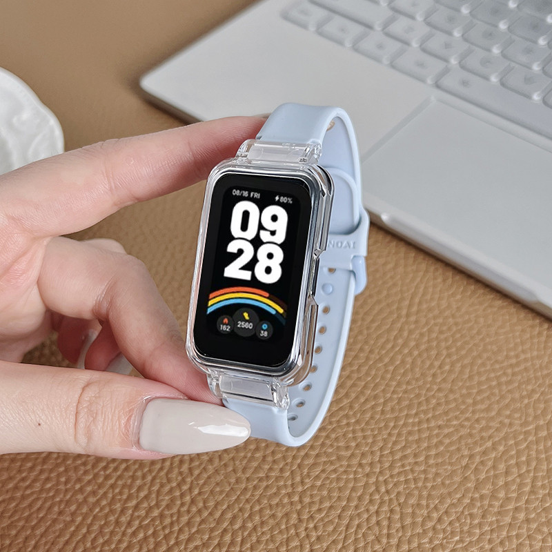 เคส Hollow + สายซิลิโคนสําหรับ Xiaomi Mi Band 9 Active/Redmi Band3 อุปกรณ์เสริมสร้อยข้อมือสมาร์ท