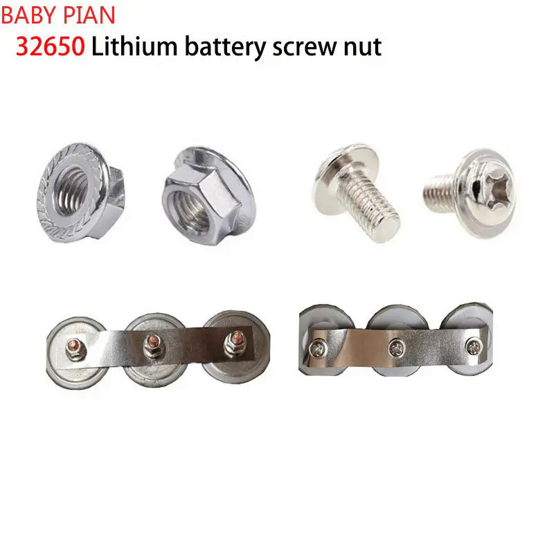 32650 32700 Lifepo4 Battery Pack M4 Nickel-plated Screw Nut Spacer 32650 Battery Assembled Parts Spe