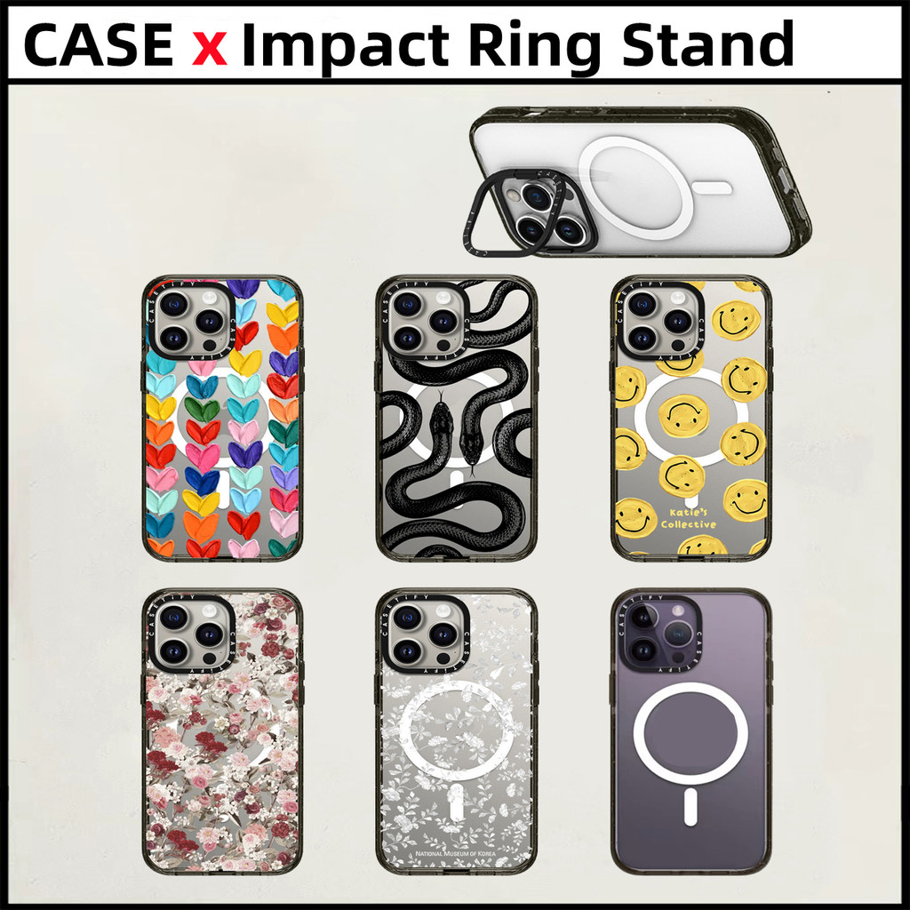 CASETIFY กรอบเลนส์ ยืน เคสโทรศัพท์แม่เหล็ก กรณี ดอกไม้วินเทจ ไฮยาไลน์ เปลือกเข้ากันได้ ไอโฟน 14 15 16 มือโปร สูงสุด หนา 2.5 ปลอกอะคริลิเหนียวกันกระแทกปกป