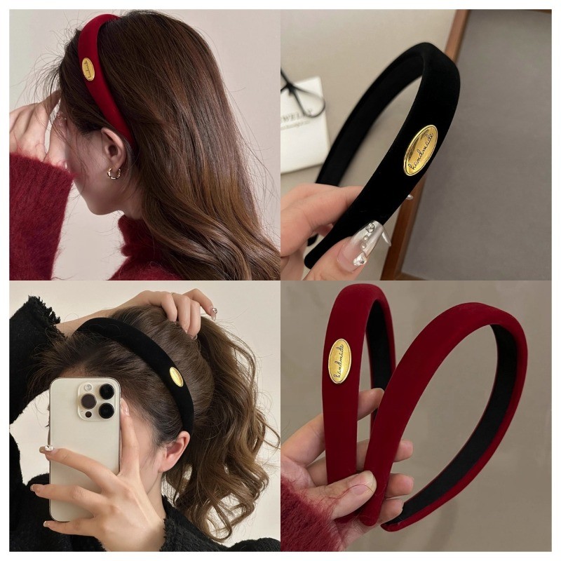 ผู้หญิงแฟชั่นกํามะหยี่สีดํา Vintage HairBands Headwear Headbands