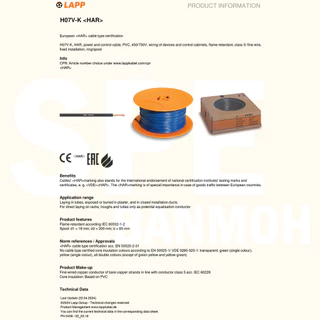 [ 100 เมตร ] LAPP H05V-K H07V-K สายไฟอ่อน Wiring Cable Lapp Kabel 300/500V 450/750V สายคอนโทรล ขนาด 0.5 0.75 1.0 1.5 ...