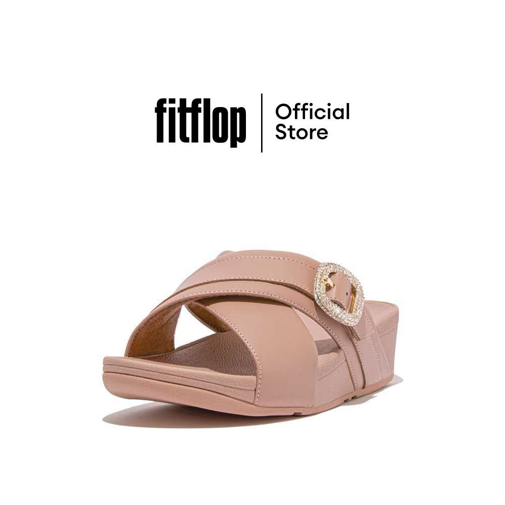 FITFLOP LULU CRYSTAL-BUCKLE CROSS รองเท้าแตะผู้หญิง รุ่น HO1-A86 สี BEIGE BUFF