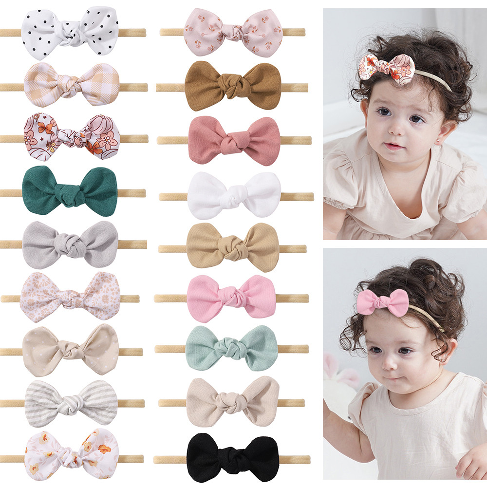 1 PC น่ารัก Solid สาวแถบคาดศีรษะไนลอน Corduroy Bows Headbands Hairbands เด็กเด็กผมวงทารกแรกเกิดอุปกรณ์เสริมผม
