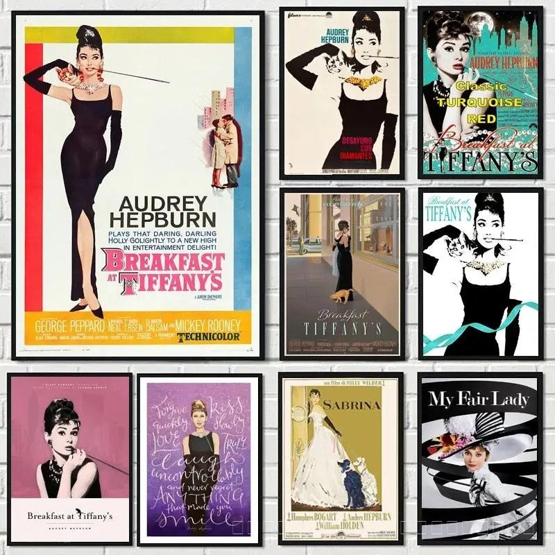 Audrey Hepburn Breakfast AT heavanys Canvas Wall Art โปสเตอร์ภาพยนตร์วินเทจพิมพ์สำหรับตกแต่งบ้าน