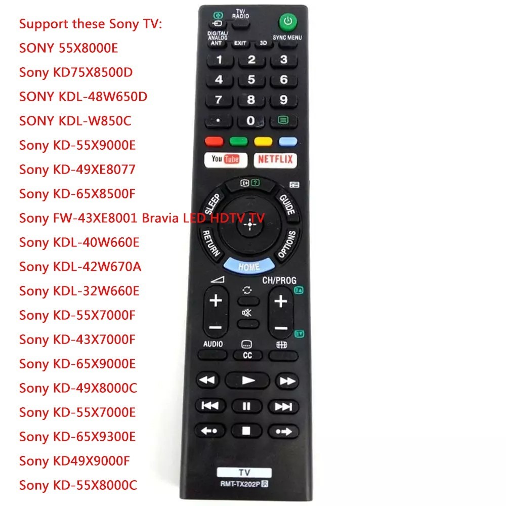 ใหม่เปลี่ยน RMT-TX202P รีโมทคอนโทรลสําหรับ Sony LCD สมาร์ททีวี RMT-TX300P KD-55X9305C KDL-55W805C 55