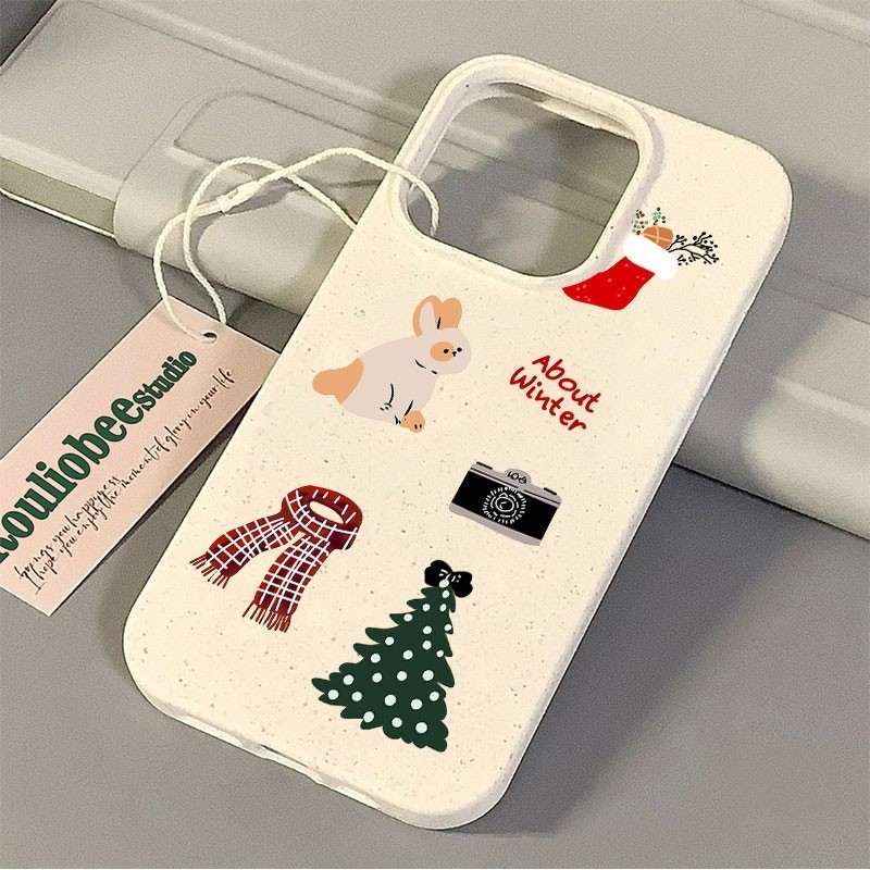 ส่งจากไทย สุขสันต์วันหนาววันคริสต์มาส iPhone 16 15 11 13 14 12 Pro Max 7Plus X Xr Xs Max Shockproof Phone Case