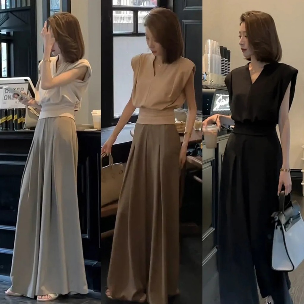 ❤ ชุดเสื้อเชิ้ต dan seluar slack raya perempuan ผู้หญิงเกาหลีสไตล์2024 ฤดูร้อนใหม่สไตล์ฝรั่งเศสออกแบ