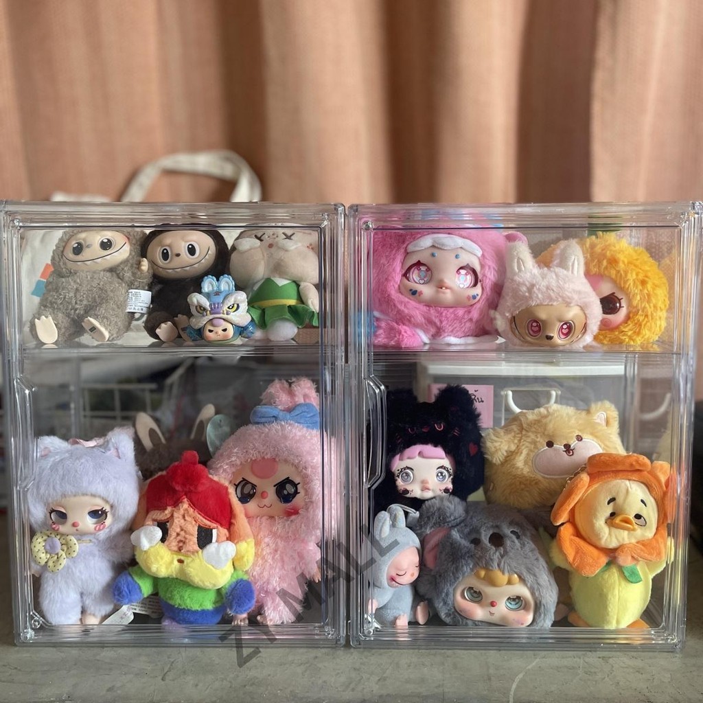 【COD】Labubu Baby three กล่องอะคริลิกสองชั้นที่ปรับได้ กล่องใสเก็บโมเดล โชว์ของเล่น ของสะสม แบบแขวนผนัง กันฝุ่นกันความชื้