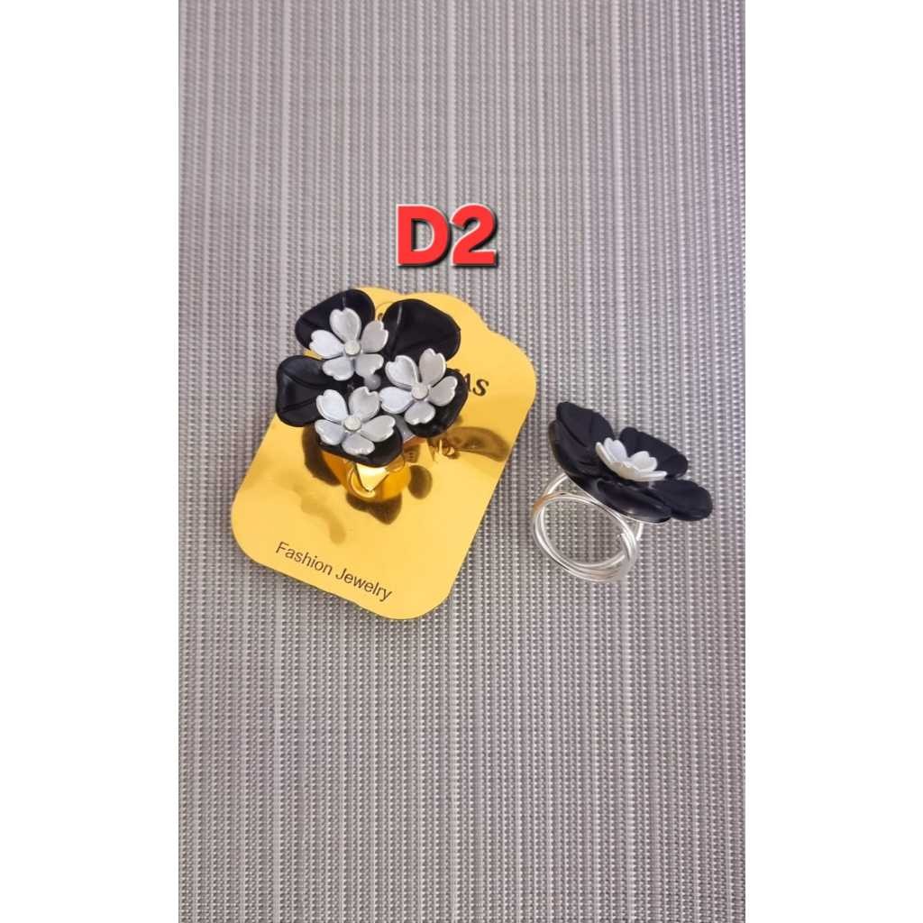Black Jasmine Flower Petal RING Hijab Ring - Black Jasmine Flower Petal Motif Hijab Ring - อุปกรณ์ฮิ