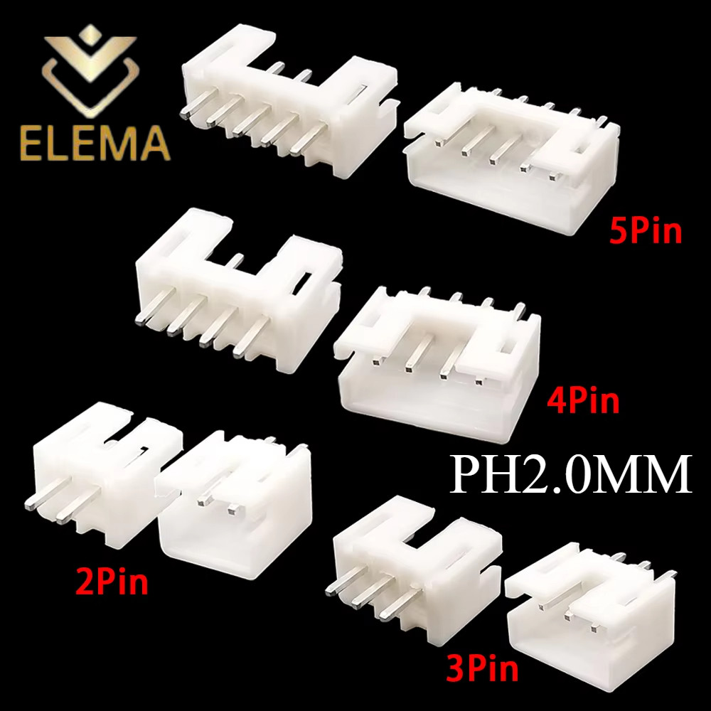 Ph2.0 Connector 2.0 มม.Pitch 2/3/4/5/6Pin Plug เปลือกพลาสติกตรง Pin Header Connector