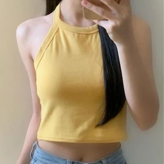YY101 เสื้อครอปครึ่งตัวด้านหลังเว้ามีฟองน้ำเสริมในตัว สไตล์เกาหลี น่ารัก ผ้ายืดหยุ่นมาก ราคาถูก