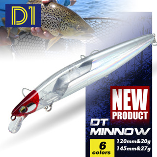 D1 ลอย Minnow Fishing Lure 120mm20g/145mm27g Flash Flake Wob…