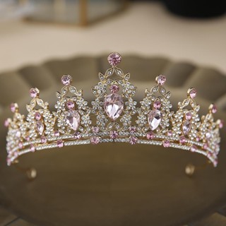 สีม่วงสีชมพูสีฟ้าหรูหราคริสตัลเจ้าหญิง มงกุฏ หวีคาดศีรษะแต่ง…