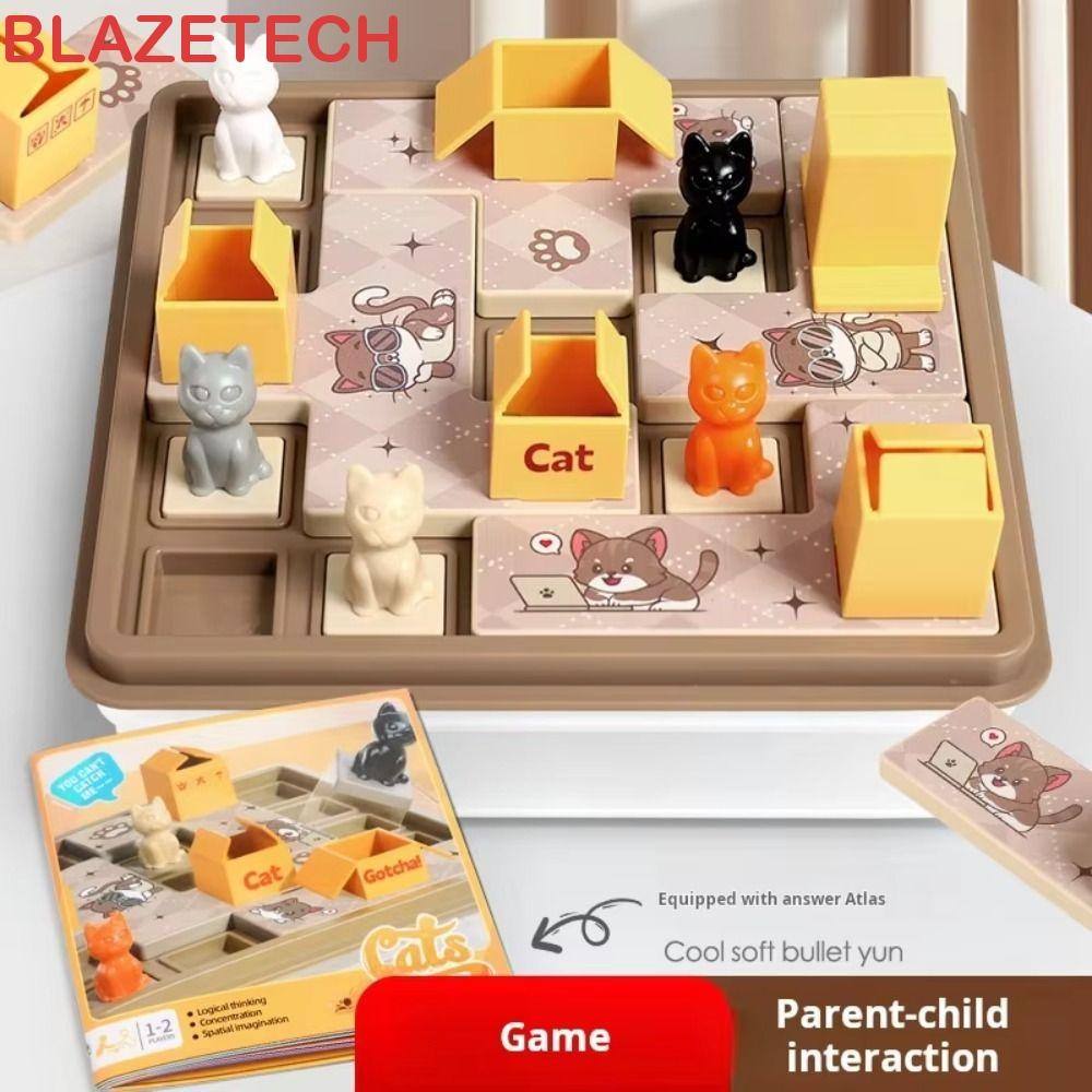 Blazetech ซ่อน Seek เกมกระดาน, ปริศนาการวางแผนอวกาศซ่อนกระดานกวาดล้างแมว, Montessori ซ่อนเขาวงกตสัตว์ธีมแมว Express กล่องเกมกระดาน IQ การฝึกอบรม